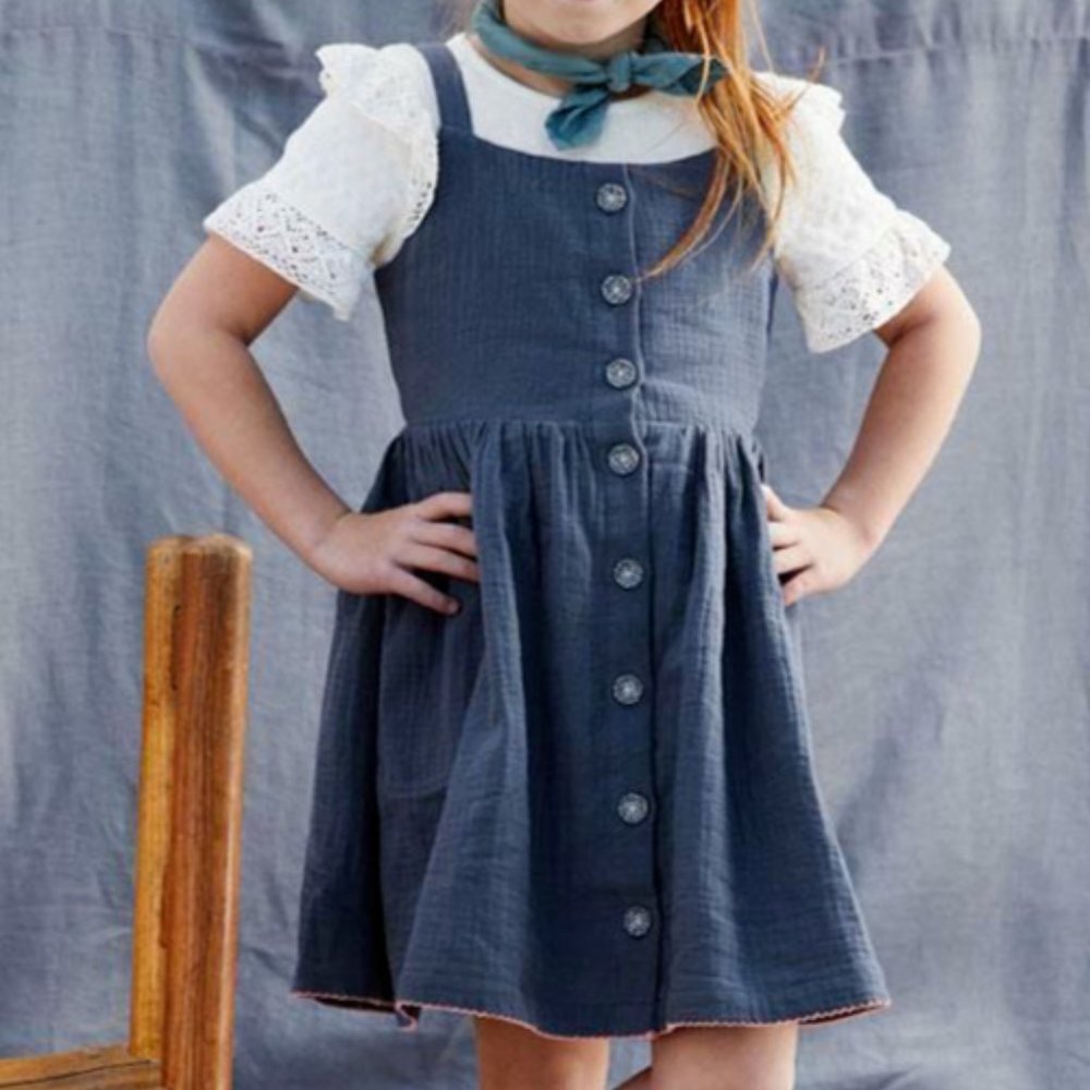 NWT Matilda Jane Just Imagine Fallon Girls Button Front Jumper Dress 14 #3153
